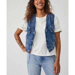 🆕 NWT Free People Florence Ranch Vest / Light Blue